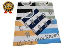 Paket 3pcs 100 ribu kaos salur stripe semi cotton 24s premium Quality || T-Shirt kaos salur pria dan wanita kekinian || stripe salur oversize || kaos salur terbaru 2024