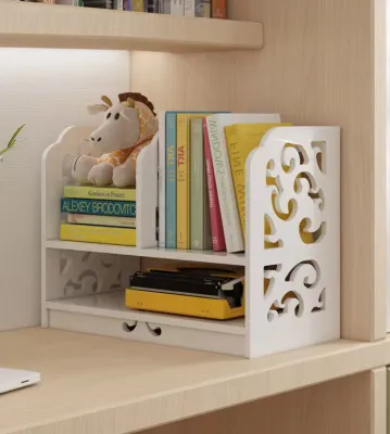 HKH Small desk bookshelf bookcase office storage rack simple desktop shelf space saving books