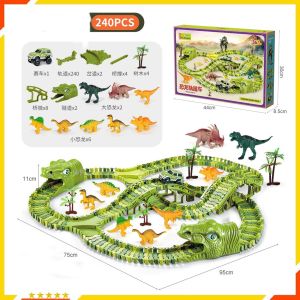 Đồ chơi trẻ em đường ray khủng long 240 CHI TIẾT lắp ráp đường đua khủng long Đồ chơi phát triển trí thông minh cho trẻ