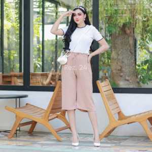 CELANA KULOT CRINKLE PENDEK 7/8 JUMBO PINGGANG TALI SERUT