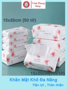 Khăn Khô Đa Năng Cho Bé YANZIXIU 100% Cotton 15x20cm Bịch 50 Tờ Khăn Mặt Khô Dạng Rút Dùng 1 Lần