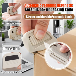 Automatic Rebound Magnetic Ceramic Unpacking Knife Package Safety Portable Auto Rebound Magnetic Knife