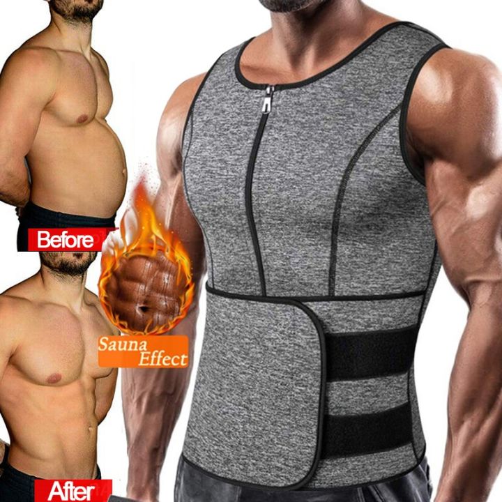 Men Body Shaper Waist Trainer Sauna Suit Sweat Vest Slimming
