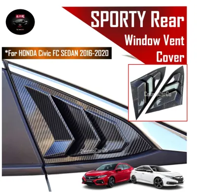 SG Seller Fast Delivery - Honda CIVIC FC 10th Gen 2016-2020 Car Side Window Louver Scoop Vent Rear Quarter Windows Spoiler Shark Gills Decoration Cover - Carbon Fiber Design 2 Pcs PVC Stick On - Styling Automotive Accessories Automobile Accessory