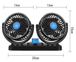 Double-Headed Car Fan Strong Air Conditioning Dual Head Cooling Air Fan 360 Rotatable Mini Car Kereta Fan Kipas Car Plug