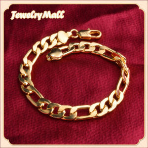 24K Saudi Gold Nasasangla pawnable 100% Original figaro 8MM Bracelet for men gift