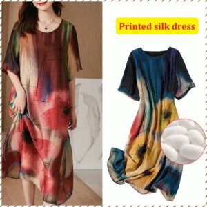 A-line Skirt Fashion Taste Unique Print Design Skirt Moisture Absorption and Breathability Age Reduction