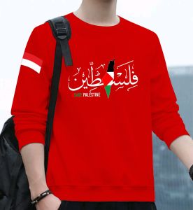 Promo Sweater Keren Crewneck Elegan Kaos Pria Trendy Sweatshirt Kasual Sweter Cowok Gaza Palestine