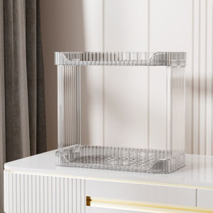 AE Household desktop organizer storage cosmetic plastic transparent shelf bathroom washstand double-layer storage rack
