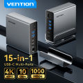 Vention 15 in 1 USB C HUB MST Vertical Docking Station Type C to HDMI 4K60Hz DP USB 3.2 3.0 A 10Gbps 3.5mm SD TF RJ45 Ethernet for Windows MacBook Laptop Thunderbolt 4 Type C Hub. 