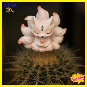 XINGK Bức tượng nhỏ hình Cáo Chín Đuôi dễ thương bức tượng phòng ngủ để bàn đồ trang trí đồ trang trí nhà thẩm mỹ nghệ thuật sinh học