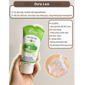 Sữa Rửa Mặt Sáng Da Sạch Mụn E 100 Nha Đam - Nghệ - Dưa Leo Cho làn da tươi mát mịn màng và sạch mụn