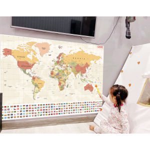 Decal 3D dán tường các nước trang trí phòng bé giúp bé thông minh sớm tư duy địa lý (Có keo sẵn bóc dán)