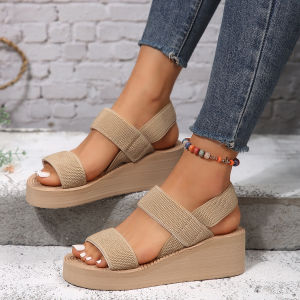 Free Shipping Thick-Soled Sandals For Women Fashionable And Comfortable For Summer With Soft Soles Lightweight And Suitable For Outdoor Wear WomenS Sandals With A Faux Jute Rope Design