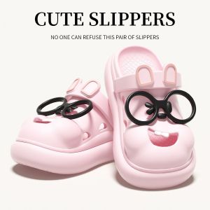 [Free Shipping] Trendy And Cute WomenS Summer New Style Clogs With Bunny Ears Suitable For Indoor And Outdoor Wear Featuring A Thick Sole For Added Height And Non-Slip Design