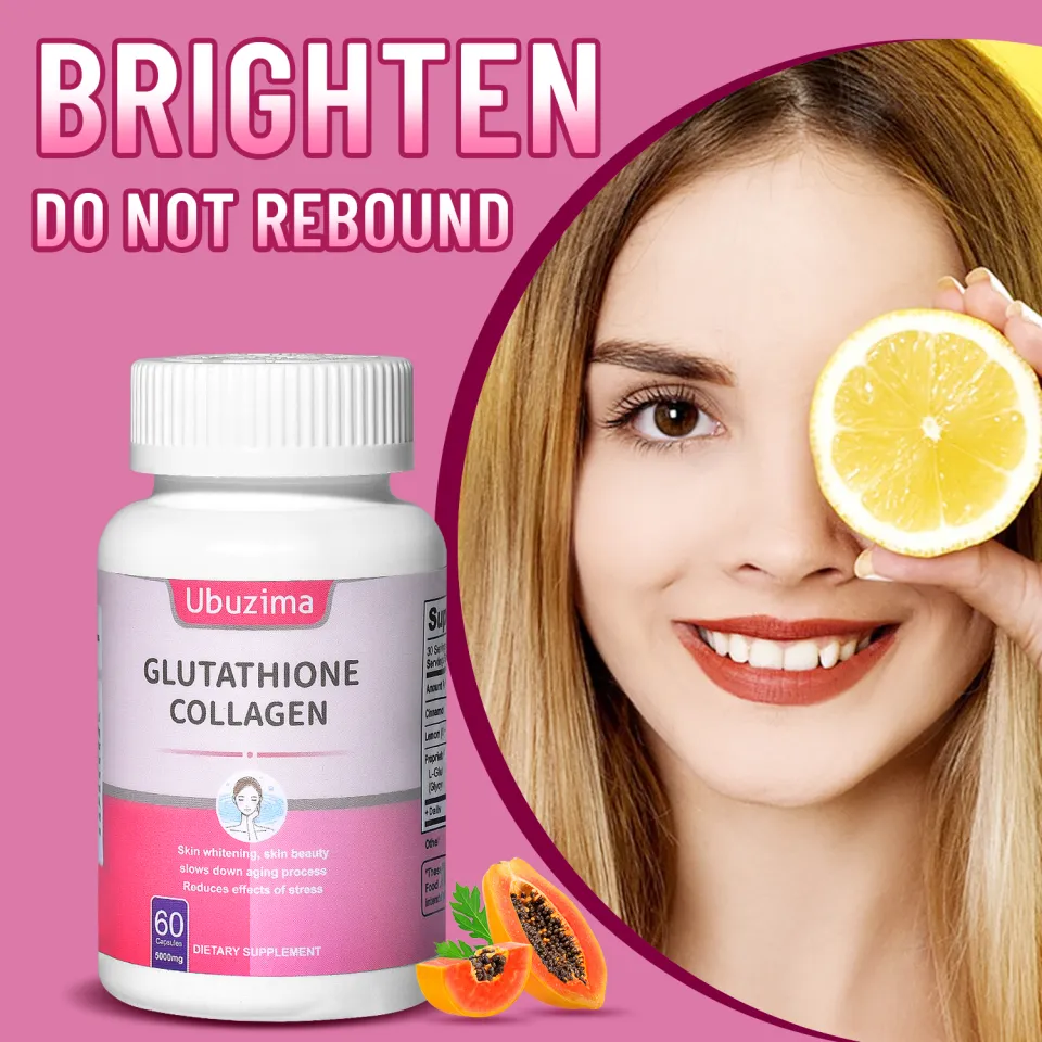 100 Natural Gluthathione Whitening Capsule 1 Bottle 60 Capsules