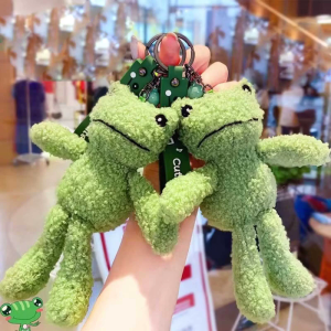 Unique Green for Frog Keychain Plush Cartoon Funny Decoration for Doll Keyrings Car Keys Bag Decor Party Favor Pr