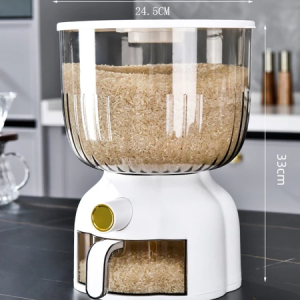 6KG Rice Dispenser Food Storage Cereal Containers Kitchen Rice Bucket Storage Box Rice Barrel Insect-proof with Measuring Cup and Time Scale