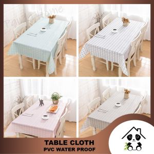 Kain Meja Kalis Air  Penutup Meja Kalis Minyak  Table Cloth Waterproof Plastic Table Cover Oilproof Tablecloth Kitchen Dinning Room Plaid Dustproof Table Clothes PVC 桌布