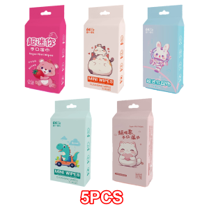 🌷ทิชชู่เปียก🌷ทิชชู่เปียกแบบพกพา 1แพคมี8ห่อ ทิชชู่เด็ก เนื้อสัมผัส เช็ดชูเปียก ลายน่ารักๆ ไม่มีแอลกอฮอล์ นุ่มไม่ระคายเคือง