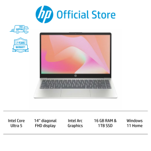 HP Laptop 14 inch 14-ep1141TU Silver  Intel Core Ultra 5  FHD display  Intel Arc Graphics  16GB RAM  1TB SSD  Windows 11 Home
