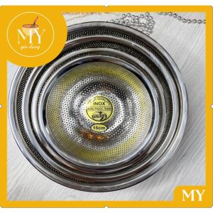 Rổ inox 304  lỗ lưới nhỏ dày có 3 chân cao ráo nước có quai treo tiện lợi đa năng