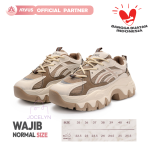 ARVUS Fenja Sneakers Shoes - Sepatu Fashion wanita trendy gaya sporty platform tinggi tebal kets santai minimalis brown moka cocok untuk sekolah kampus hangout jalan ringan empuk nyaman kualitas impor premium