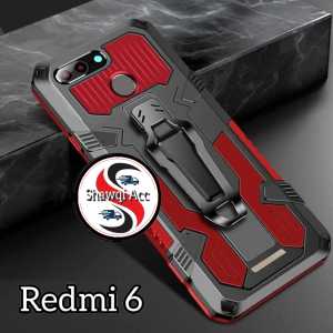 Casing Xiaomi Redmi 6 New HardCase Armor Belt Clip Kick Standing Robot Terbaru