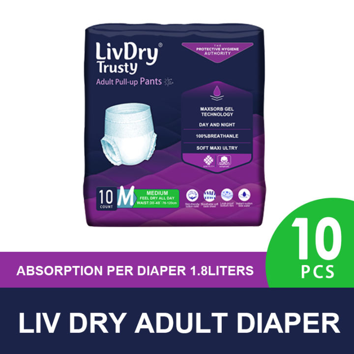 10pcs Livdry Adult Diaper Pull Ups Incontinence Underwear Overnight