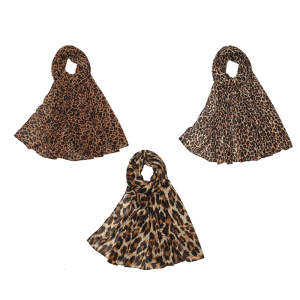 Leopard Pattern Scarf Lightweight Polyester Neckerchief Shawl Elegant Head Wrap Lady Girls Fashion Accessory