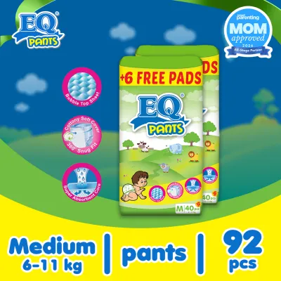 EQ Pants Medium (6-12 packskg) - 40 pcs x 2 packs (80 pcs) - Diaper Pants
