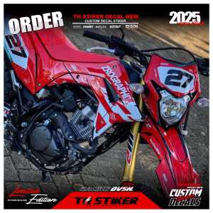 DECAL CRF 150L MERAH CUSTOM NOMOR NAMA WARNA