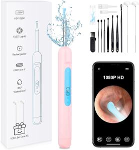 Ear Wax Removal CameraNewly Upgraded 1080P Earpickwith IP67 Waterproof6 LED Lights8Pcs Ear Care Kit for Daily UseWireless Visual Ear Scoop Tool for Android and iPhone TabletsBlack
