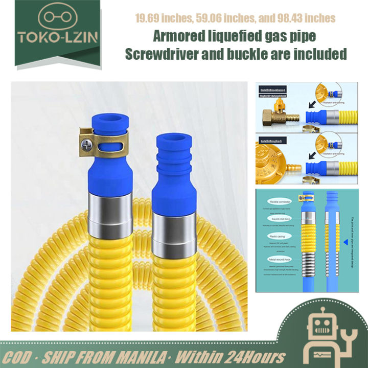 Heavy Duty LPG Gas Stove Hose Yellow Gas Hose Rubber with 2 FREE