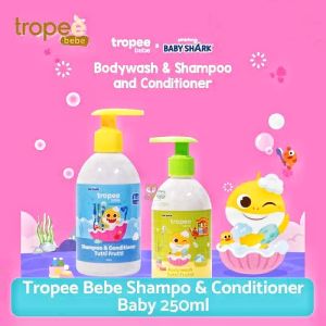 Tropee Bebe x Pinkfong Baby Shark Bodywash Shampoo & Conditioner / Sabun Mandi Sampo dan Kondisioner Anak