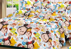 ( BAYAR DI TEMPAT ) Seprai Karakter Tsum-Tsum Ukuran 180x200 Anti Luntur Bahan Katun Premium Mirip Sprei Bonita 1 set dengan sarung bantal dan guling