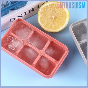 【Enthusiasm】🌟🌟【Hot Sale】🎈 Silicone Ice Cube Mould with DIY Lid 6 Grid Soft Bottom ce Cube Mold Square Fruit Ice Cube Maker Tray Kitchen Bar Tools Acces