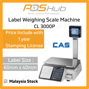 Cas CL3000P Barcode Label Weighing Scale Machine 30kg Timbang Barcode with 1 year stamping license