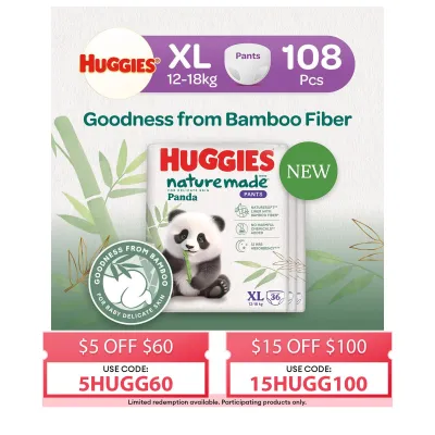 Huggies Naturemade Panda Pants XL Case 36s x 3