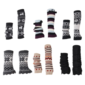 Women Christmas Leg Warmers Knitted Long Leg Socks Winter Warm Students Girls 90s Boot Socks Party Casual Streetwear