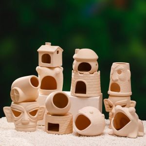 HOUCHU Decorative Aquarium Shrimp Hideaway Multi-style Ceramic Mushroom Fish Cave Fish and Shrimp Pot Shelter Creativity Breeding House Cave Landscaping