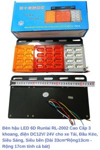 Đèn hậu LED Runlai Cao Cấp 3 khoang 4 khoang điện DC12V hoặc 24V cho xe Tải Đầu Kéo RơMoóc Siêu Sáng