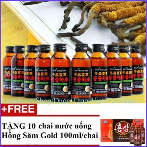 Bộ 10 Chai Nước uống Đông Trùng Hạ Thảo Hàn Quốc + Tặng 10 Chai Nước Uống Hồng Sâm Hàn Quốc (100ml/chai).