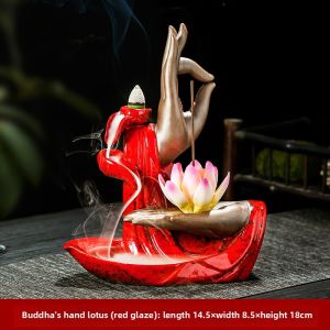 Creative Purple Clay Buddha Hand Backflow Incense Burner - Home Decor Ceramic Aromatherapy Holder