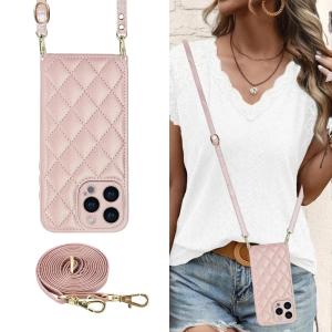 Crossbody Leather Case For iPhone 15 Pro Max 14 11 12 13 X XR XS 7 8 Plus Strap Lens Protection Anti-Drop Lanyard Back Cover