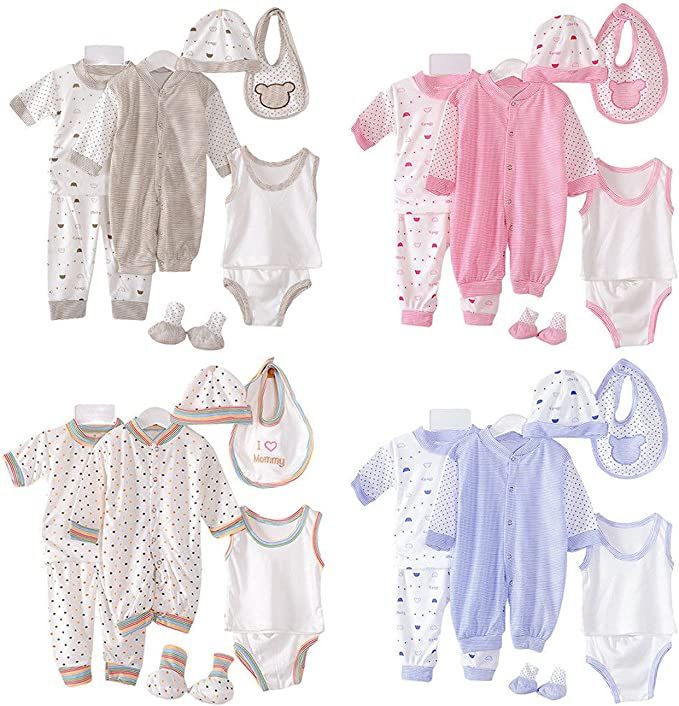 8PCS Newborn set receiving clothes for boys and girls pastel colors ...