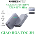 Củ sạc nhanh UGREEN Nexode Pro X753  GaN Ultra-Slim 65W siêu mỏng 3 cổng 2C1A sạc nhanh PD/PPS/QC. 