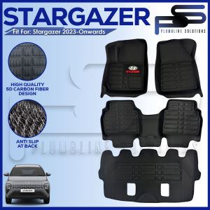 5D Diamond / 5D Carbon Fiber / TPE CF Deep Dish Hyundai Stargazer 2022 - Onwards Year Model Deep Dish Car Matting High Quality OEM Matting Elegant Design Car Mat Dedish Mat Car Accessories Accessory