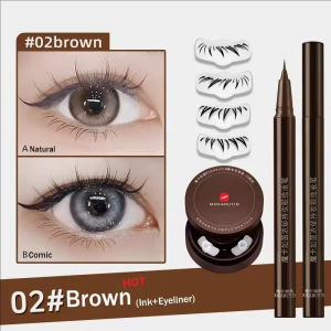 Dorisna Eyeliner Lash Stamp Set Waterproof Lower Eyelash Stamp Black Brown Eyeliner 2 in 1 Eye Makeup Tool