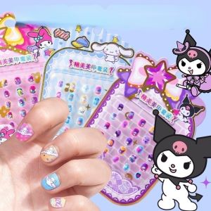 24PCS Kawaii Hello Kitty Kuromi Nail Stickers Sanrio Aesthetic Cartoon DIY Nail Art Decoration Decal Cute Girls Kids Party Gift